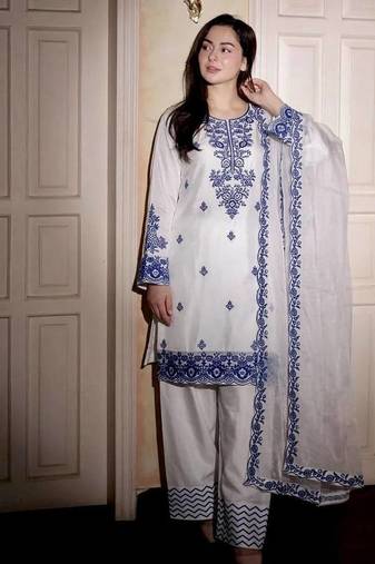 Womens trendy stylish embroidery thread work kurta set