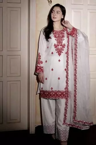 Womens trendy stylish embroidery thread work kurta set