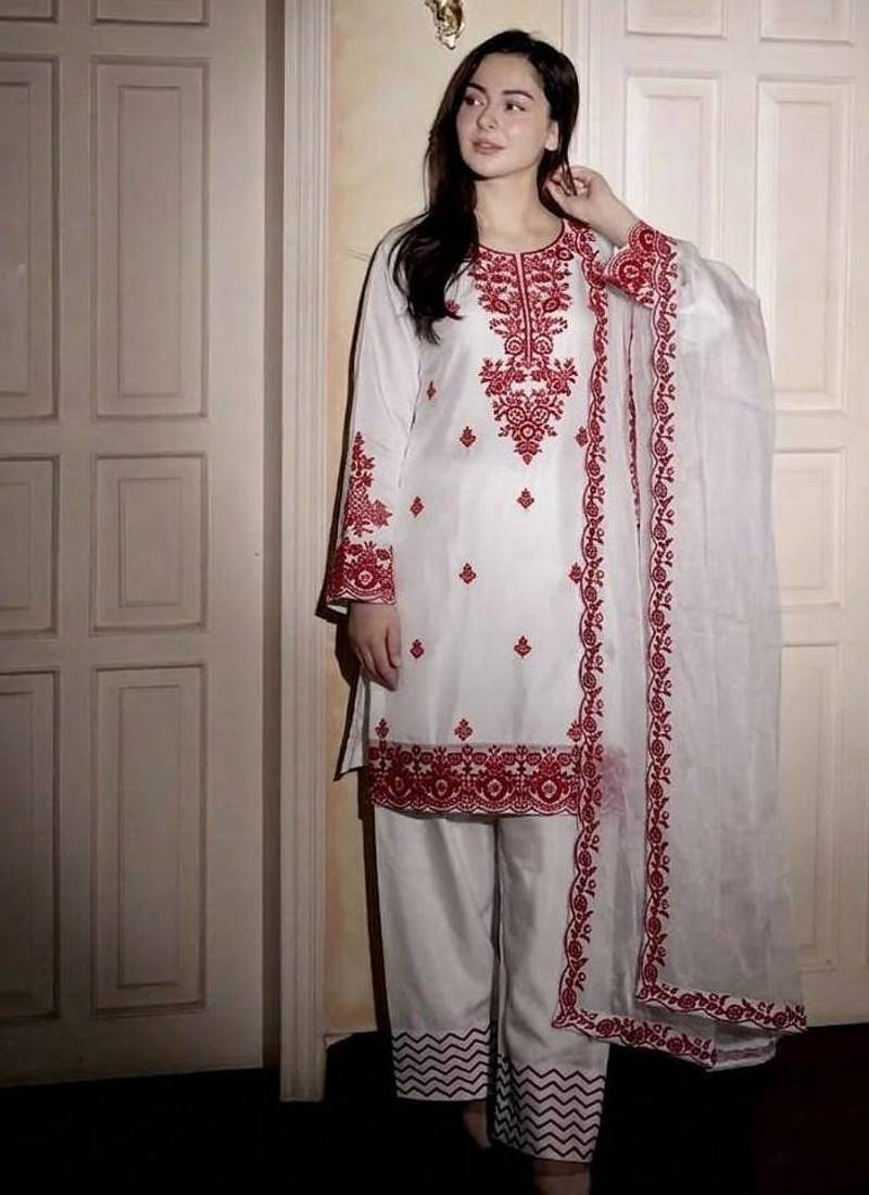 Womens trendy stylish embroidery thread work kurta set