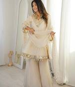 real mirror work with lace border kurta set