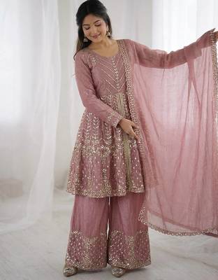  womens embroidery sequence work kurta set 3