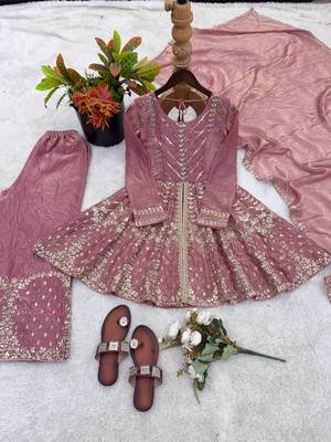  womens embroidery sequence work kurta set 4