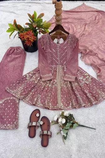 New womens trendy embroidery sequence work kurta set