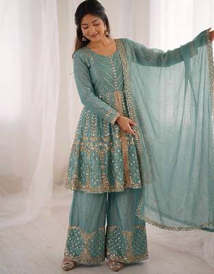 New womens trendy embroidery sequence work kurta set 2