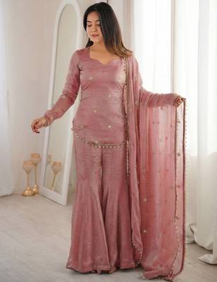  womens embroidery sequence work kurta set 3
