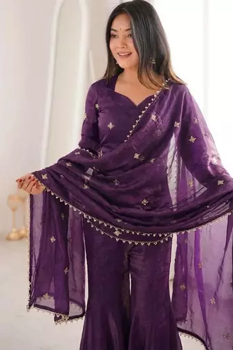 New womens trendy embroidery sequence work kurta set