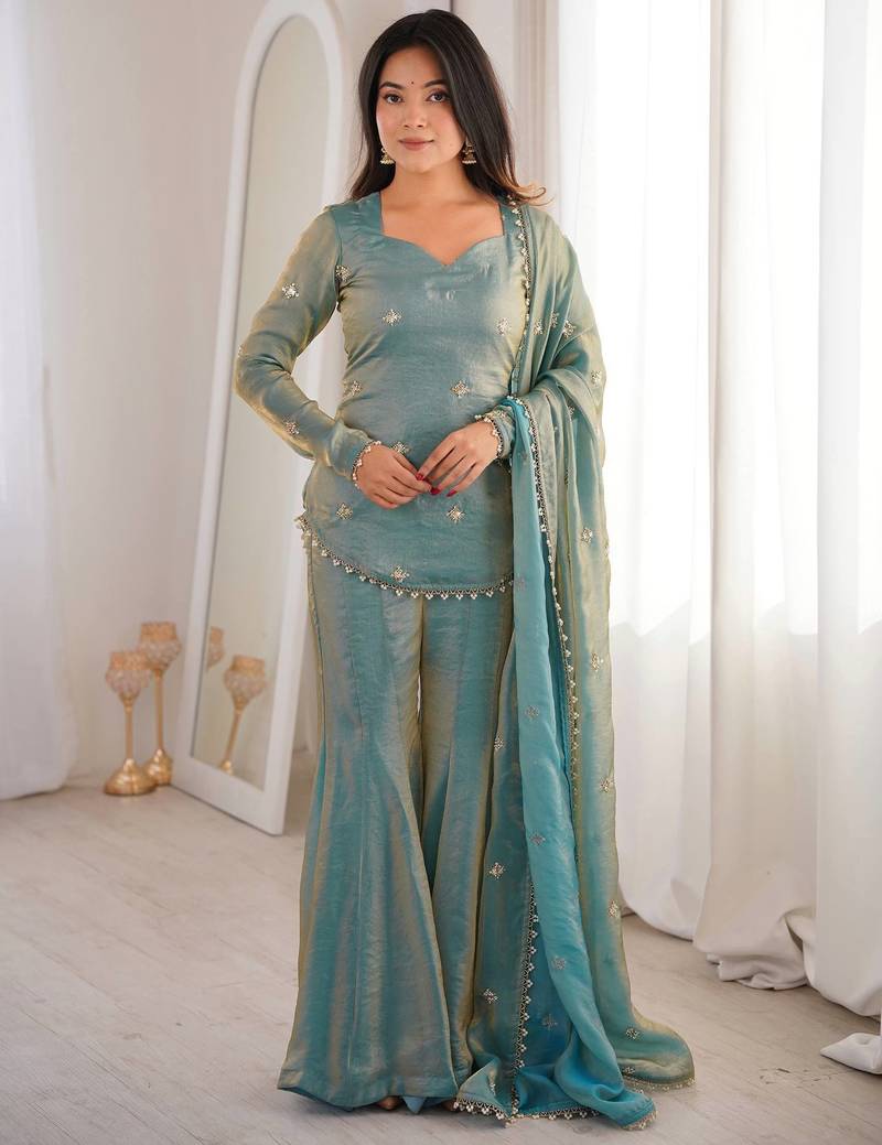 New womens trendy  embroidery sequence work kurta set