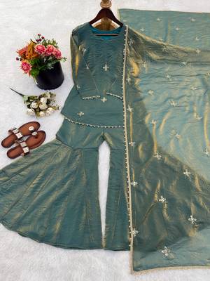 New womens trendy embroidery sequence work kurta set 4