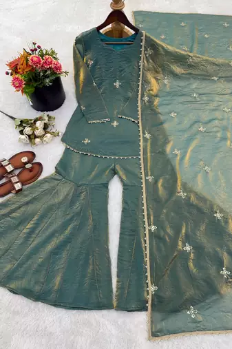 New womens trendy embroidery sequence work kurta set