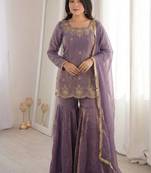 Womens new fancy embroidery sequence work with zarkan diamond work kurta set