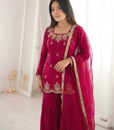 Womens new fancy embroidery sequence work with zarkan diamond work kurta set