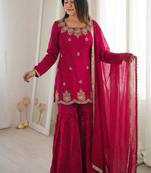 Womens new fancy embroidery sequence work with zarkan diamond work kurta set