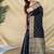 Black Color silver zari chaap weaving Work Silk Saree