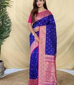 Purple Color  Zari woven buttas Work Silk Saree