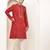 Men’s straight red viscose silk zari-work kurta pyjama set