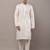 Men’s ivory white textured threadwork kurta pyjama set