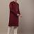 Men’s ivory maroon textured threadwork kurta pyjama set