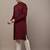 Men’s ivory maroon textured threadwork kurta pyjama set