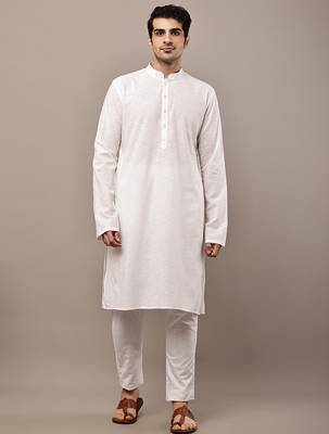 white viscose silk kurta set with straight fit 1