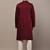 Men’s ivory maroon textured threadwork kurta pyjama set