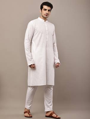 white viscose silk kurta set with straight fit 2