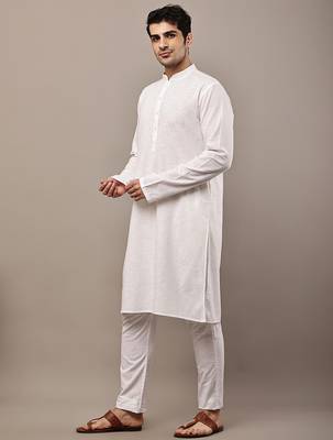 white viscose silk kurta set with straight fit 3