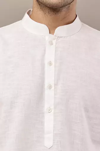 white viscose silk kurta set with straight fit