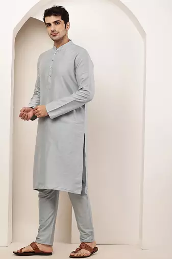 blue viscose kurta pyjama set with classic texture