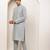 Men's blue straight viscose silk kurta pyjama set