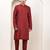 Men's dark red straight viscose silk kurta pyjama set
