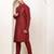 Men's dark red straight viscose silk kurta pyjama set
