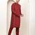 Men's dark red straight viscose silk kurta pyjama set