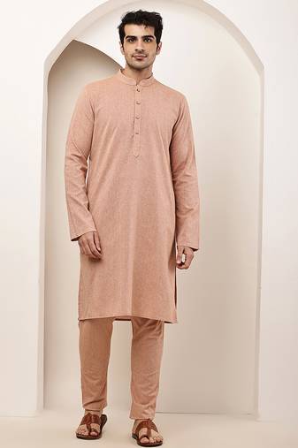 Men's pink straight viscose silk kurta pyjama set