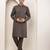Men's grey straight viscose silk kurta pyjama set