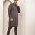 Men's grey straight viscose silk kurta pyjama set