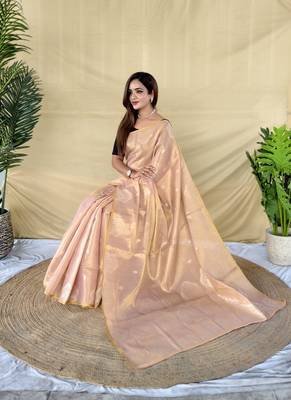 Light pink Color Zari Weaving Work art silk saree 2