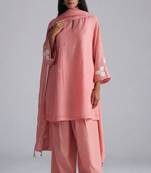 Coral almond chanderi kurta set