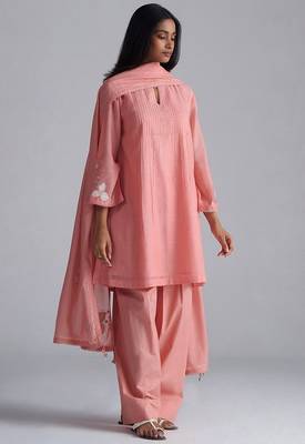Coral almond chanderi kurta set 2