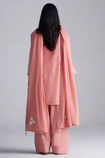 Coral almond chanderi kurta set
