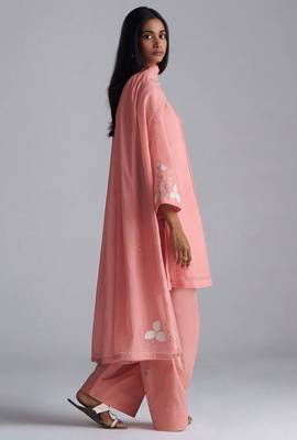 Coral almond chanderi kurta set 4