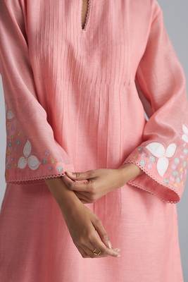 Coral almond chanderi kurta set 5