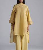 Jojoba yellow chanderi kurta set