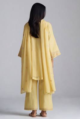 Jojoba yellow chanderi kurta set 2