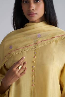 Jojoba yellow chanderi kurta set 4