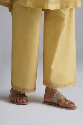 Jojoba yellow chanderi kurta set 5