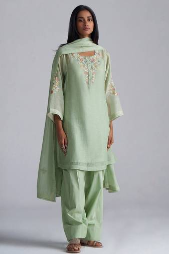 Laurel green chanderi kurta set