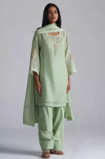 Laurel green chanderi kurta set