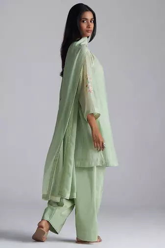 Laurel green chanderi kurta set