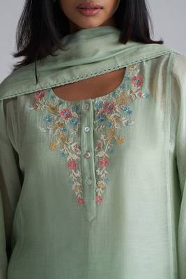 Laurel green chanderi kurta set 4