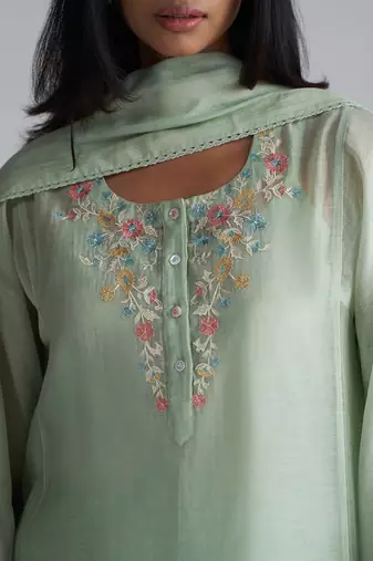 Laurel green chanderi kurta set